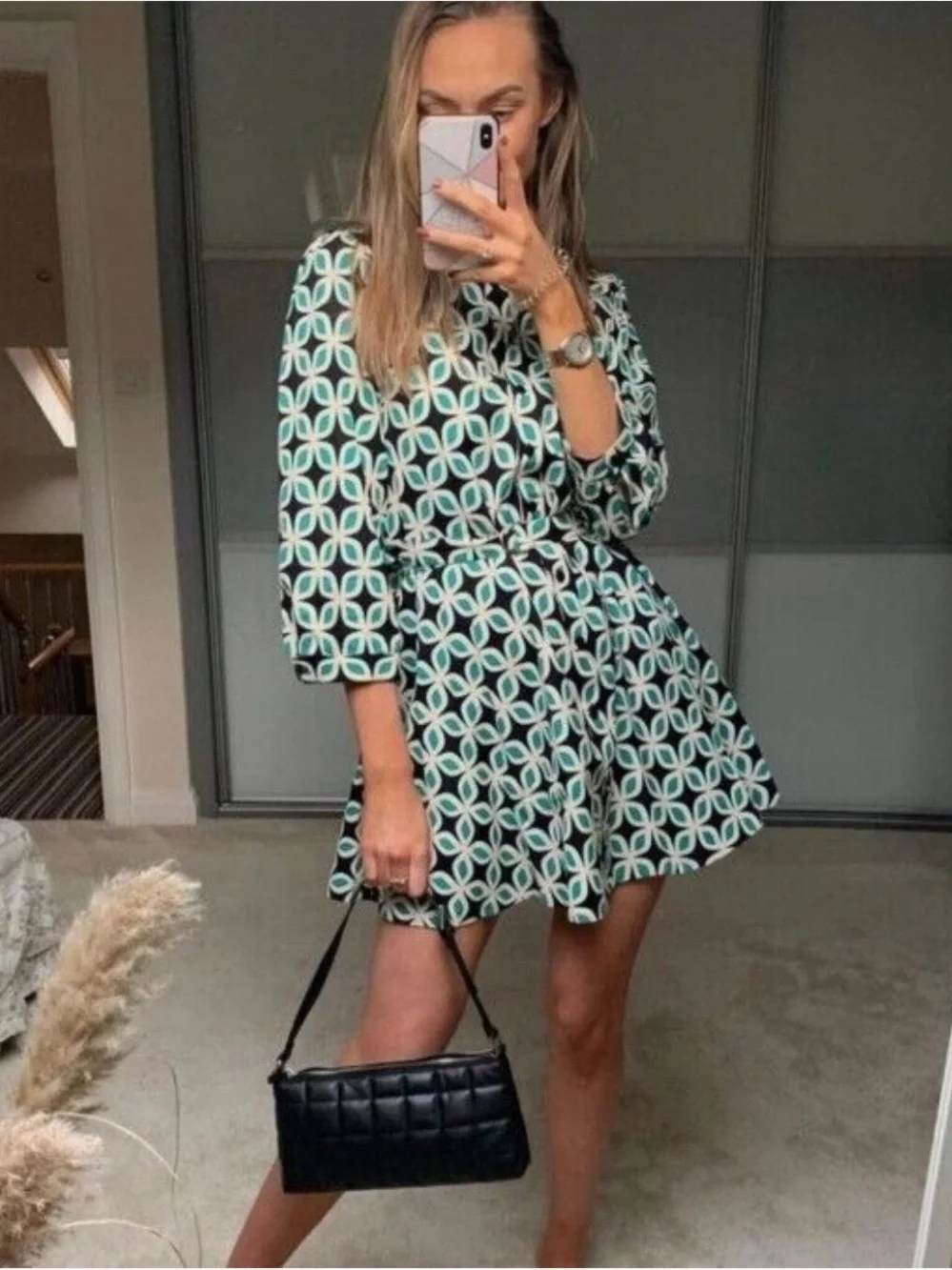 Zara Retro 70s BLOGGER Favorite Geometric Print Nelly Belted Shirt Dress XS - Picture 3 of 9
